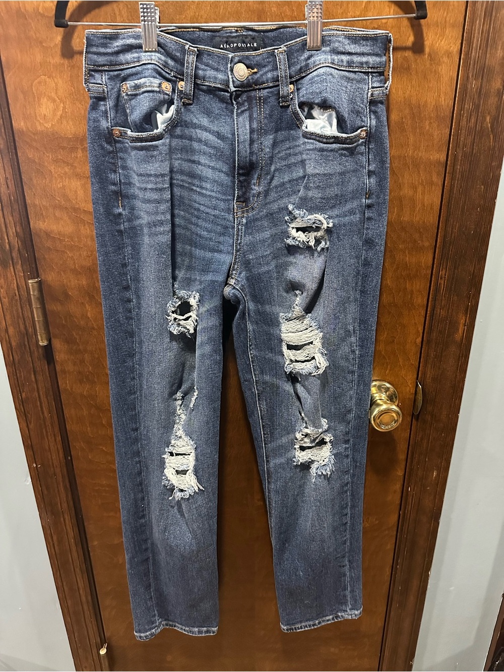 Aeropostale Stretch Mom Jeans Distressed Medium Wash Size 6 Regular